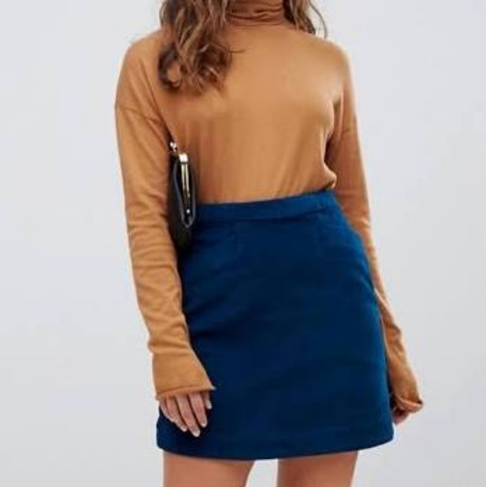 Vero Moda Teal Corduroy Skirt 4/6